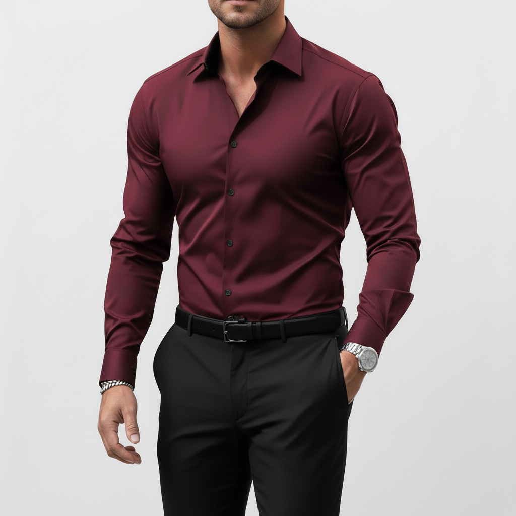 Camicia da uomo slim a maniche lunghe, curata e versatile