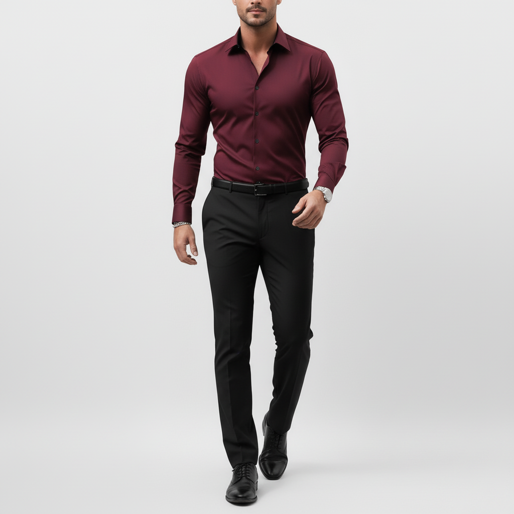 Camicia da uomo slim a maniche lunghe, curata e versatile