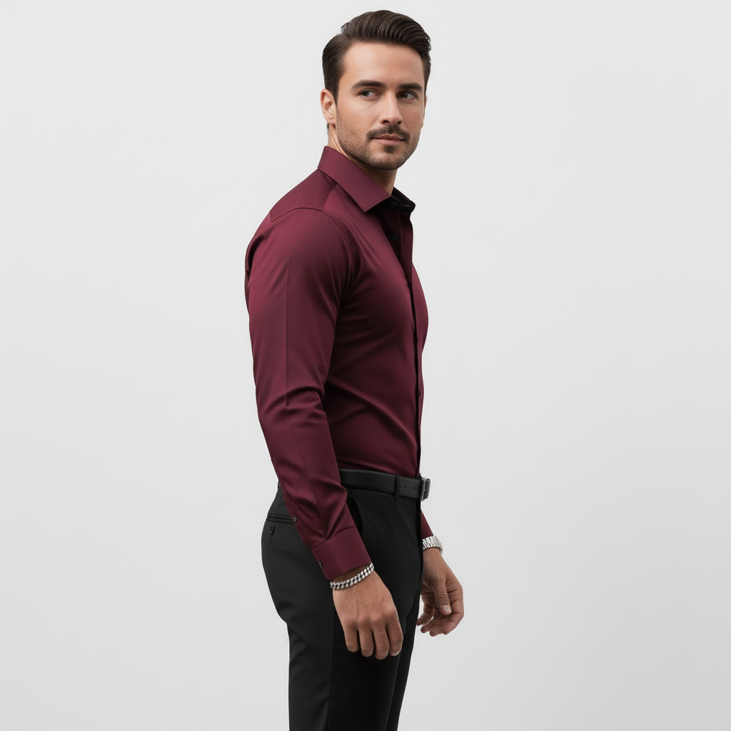 Camicia da uomo slim a maniche lunghe, curata e versatile