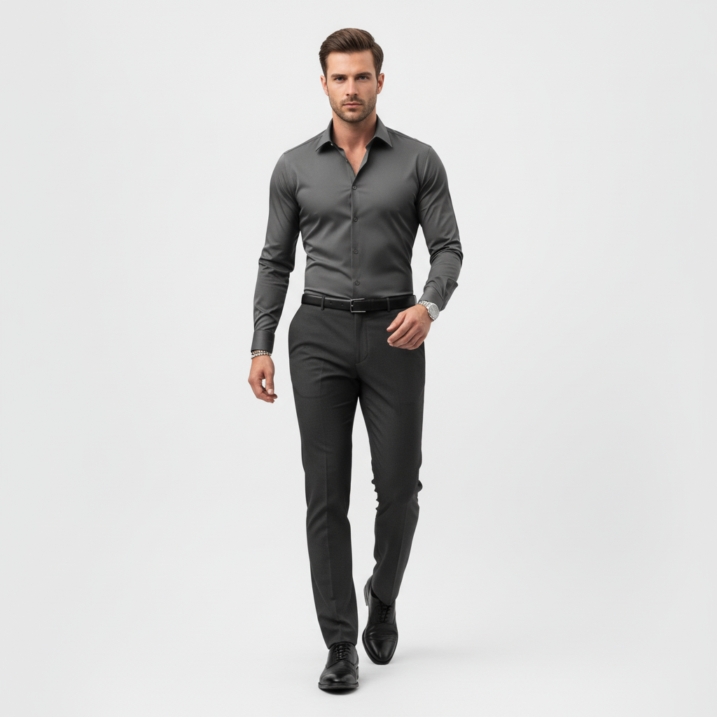 Camicia da uomo slim a maniche lunghe, curata e versatile