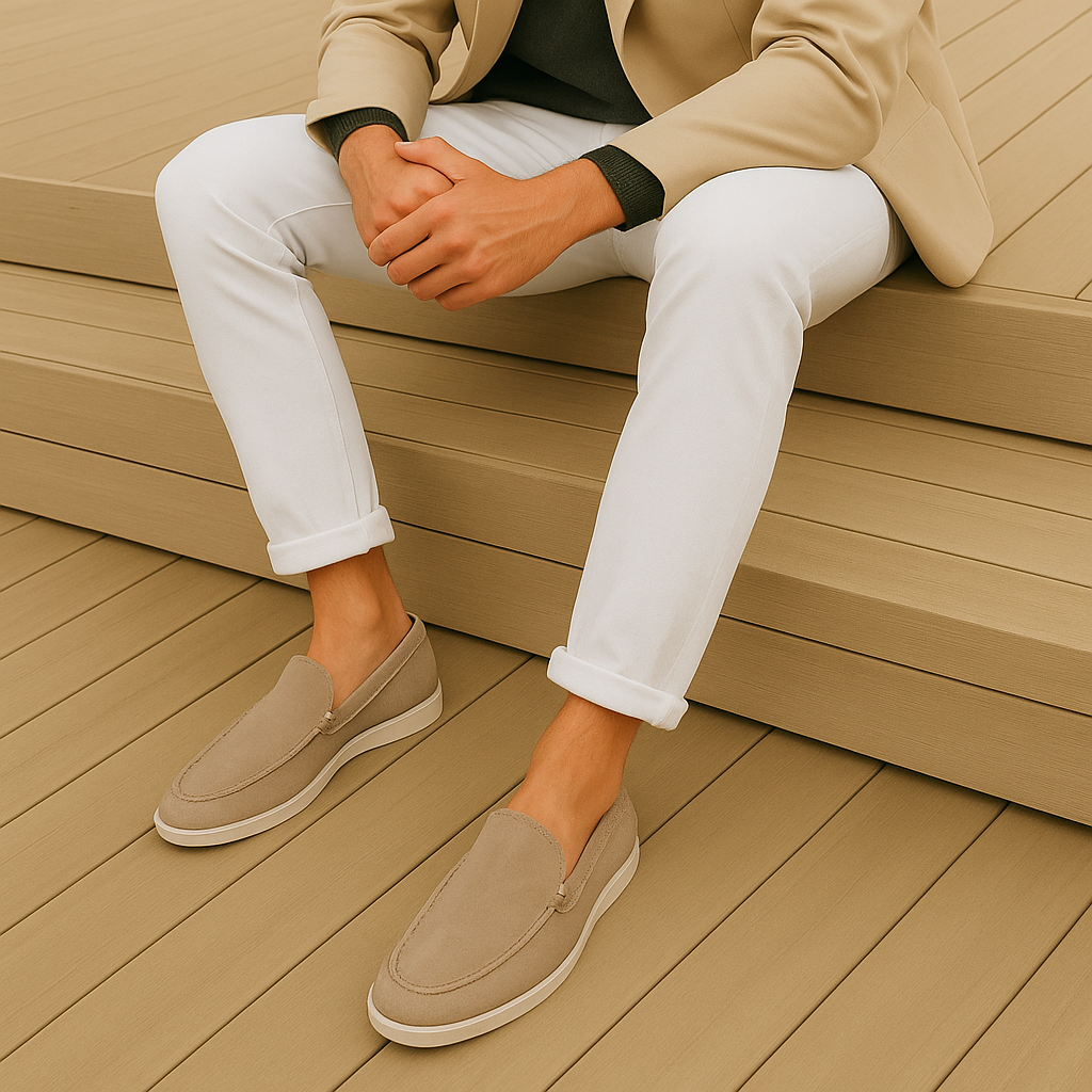 Mocassins homme daim souple semelle légère style raffiné