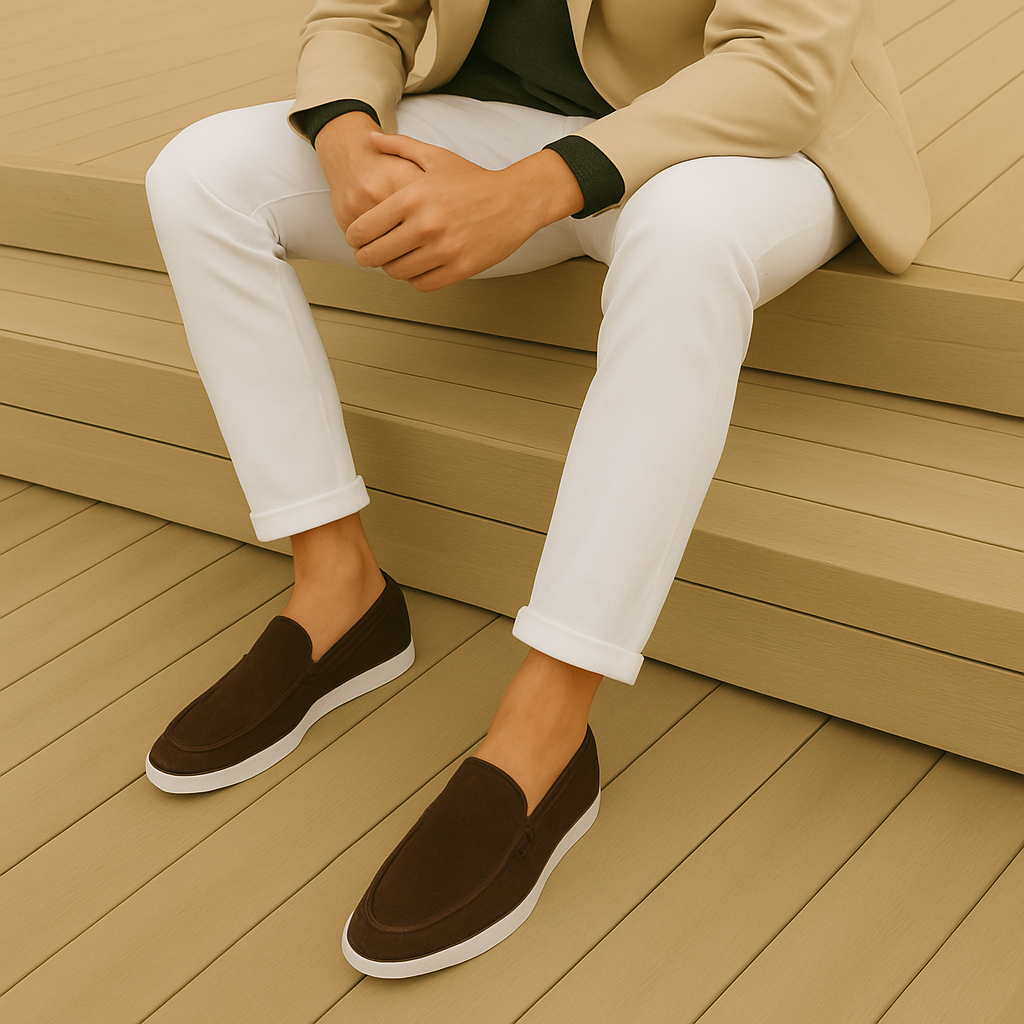 Mocassins homme daim souple semelle légère style raffiné