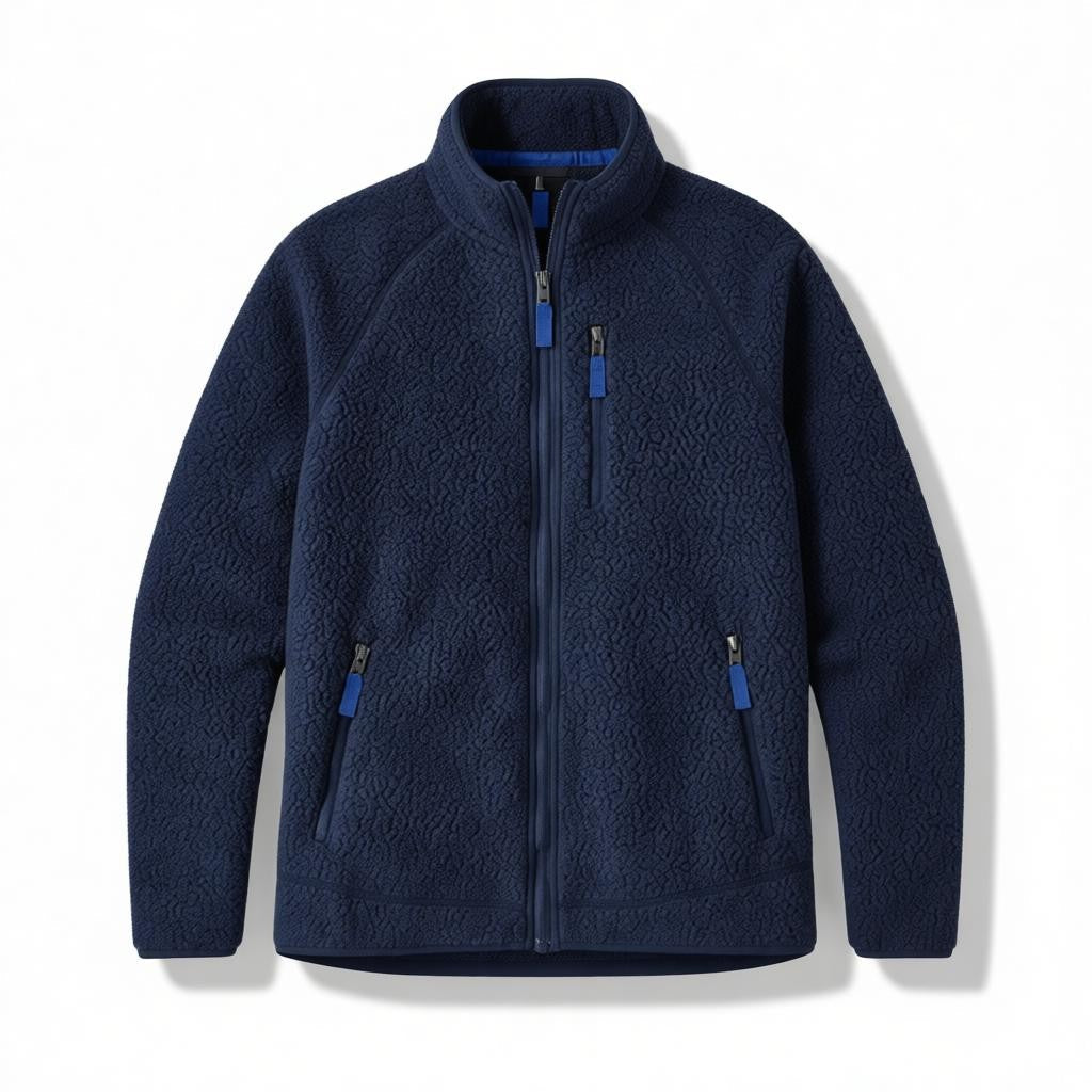 Veste polaire sherpa homme col montant zip frontal doublure douce