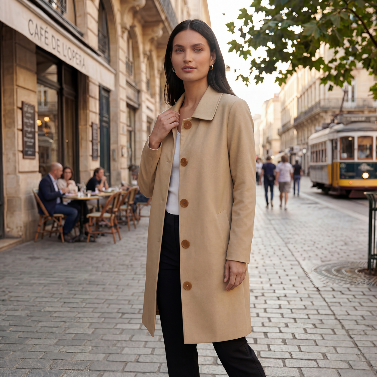 Trench midi femme léger imperméable mi-saison élégant
