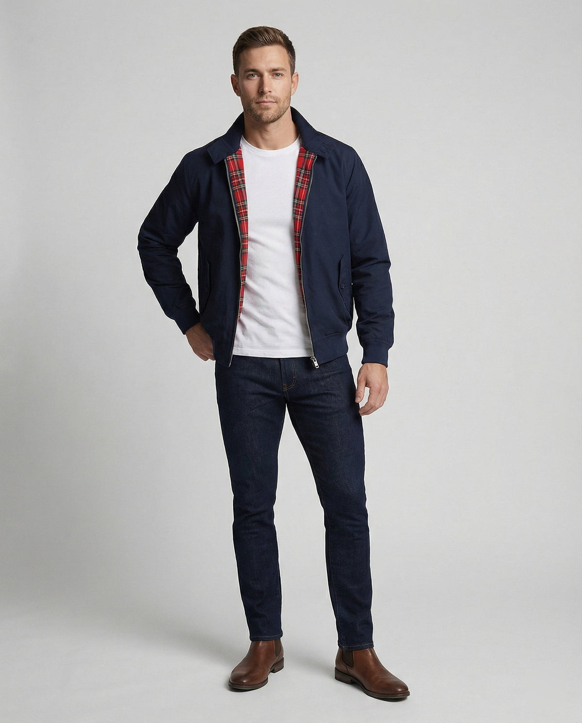 Veste Harrington homme coupe décontractée structurée classique