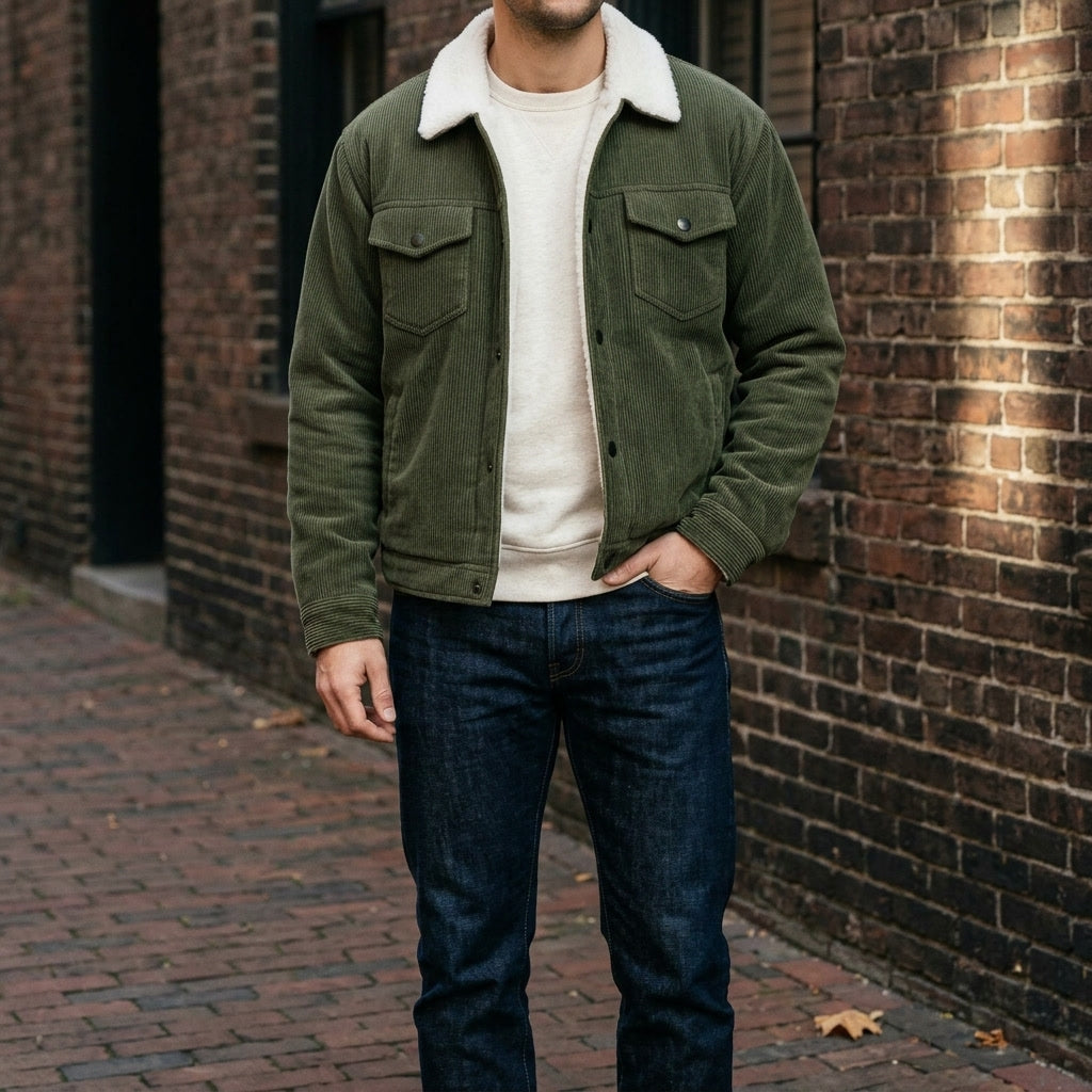 Men's textured corduroy jacket with a relaxed fit