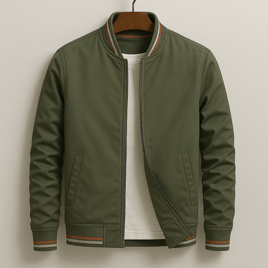Blouson Bombardier Bords Côtelés Rayés pour Homme
