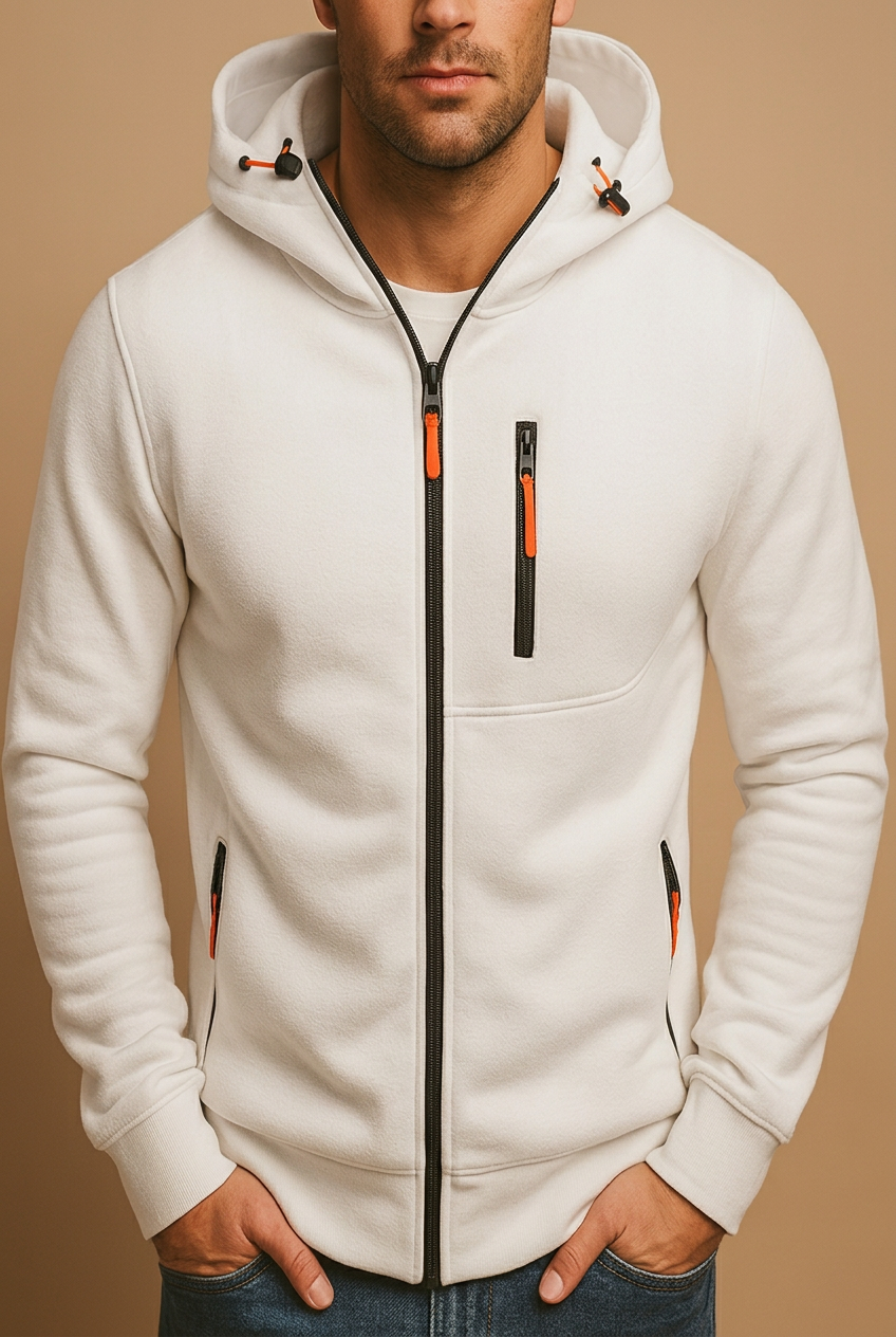 Sweat à capuche homme zippé coupe confortable quotidien