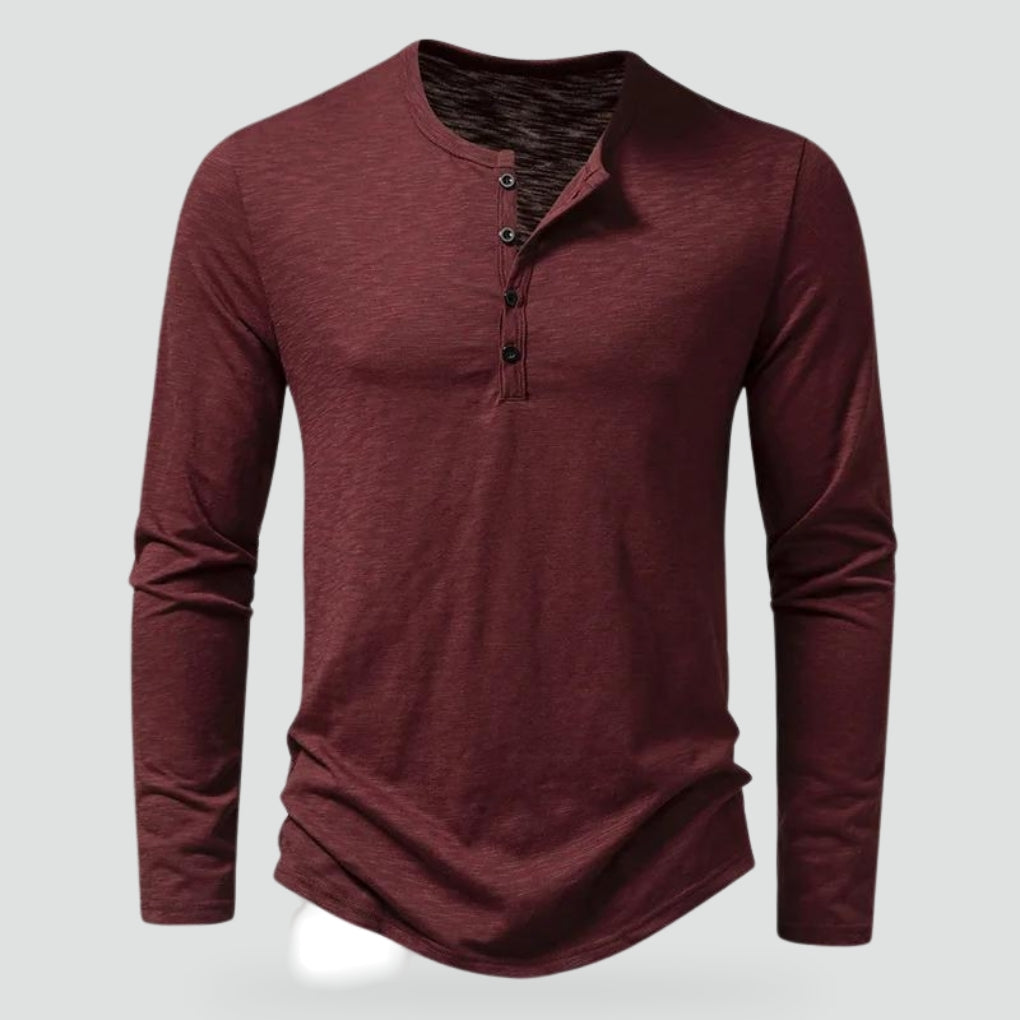 Camiseta de manga larga de algodón suave con estampado informal para hombre