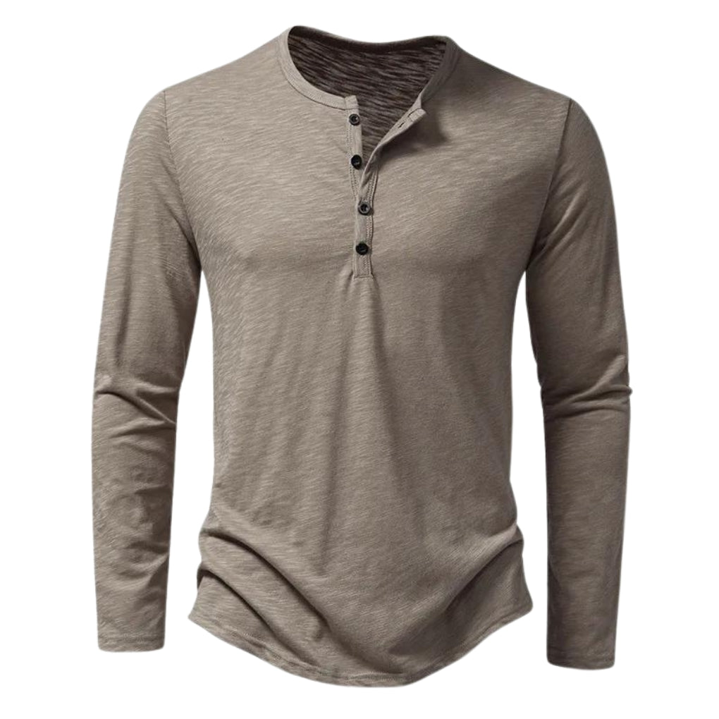 Camiseta de manga larga de algodón suave con estampado informal para hombre