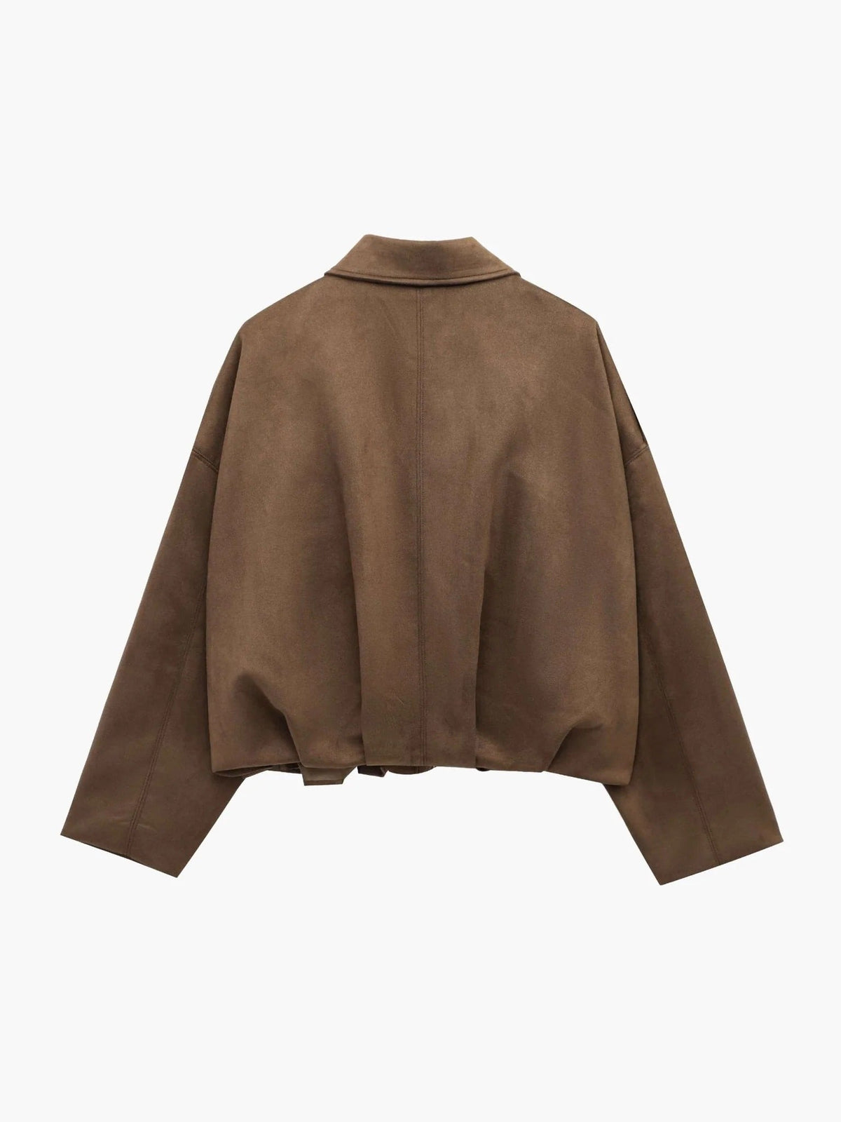 Bomber femme faux daim col structuré finition mate élégante