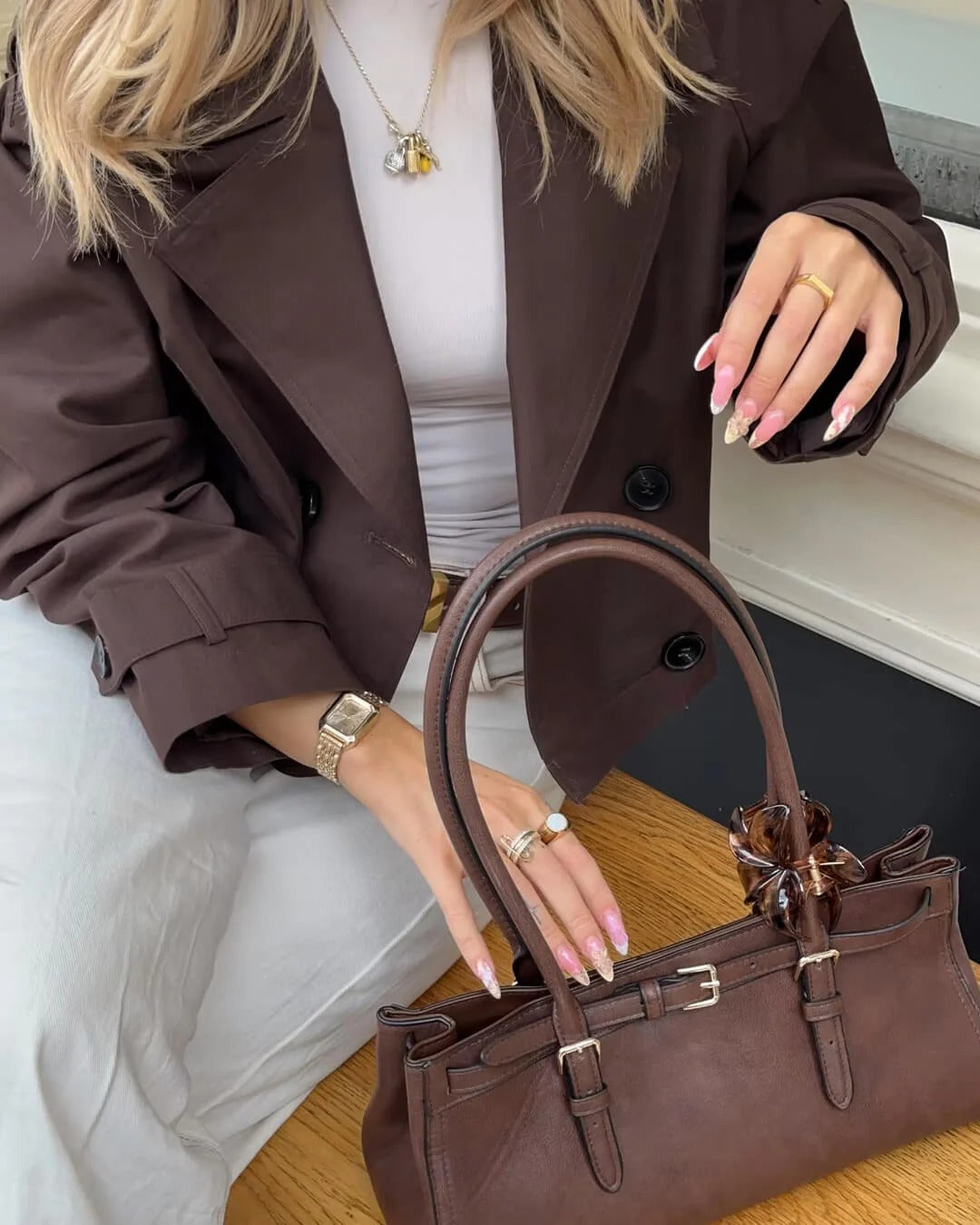 Trench court femme double boutonnage revers tailleur mi-saison