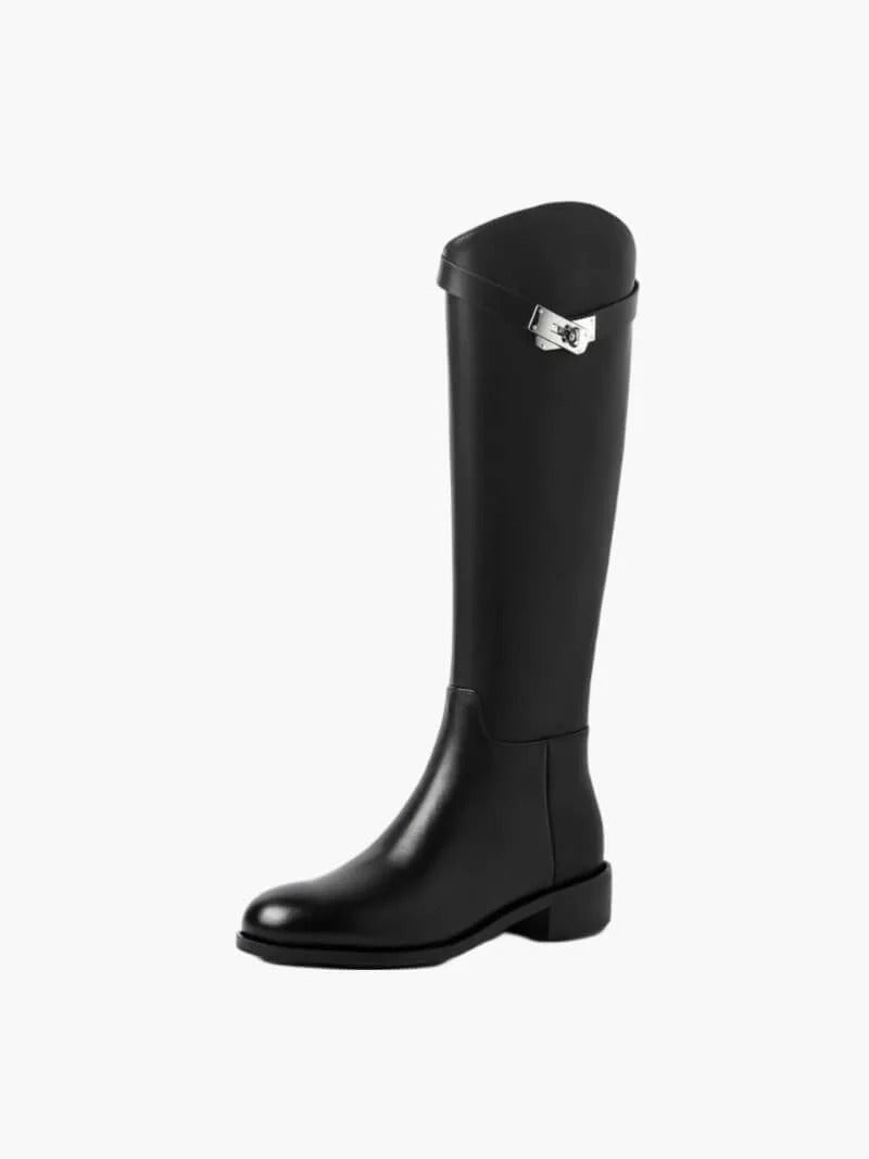 Bottes genou femme faux cuir tige rigide silhouette affirmée
