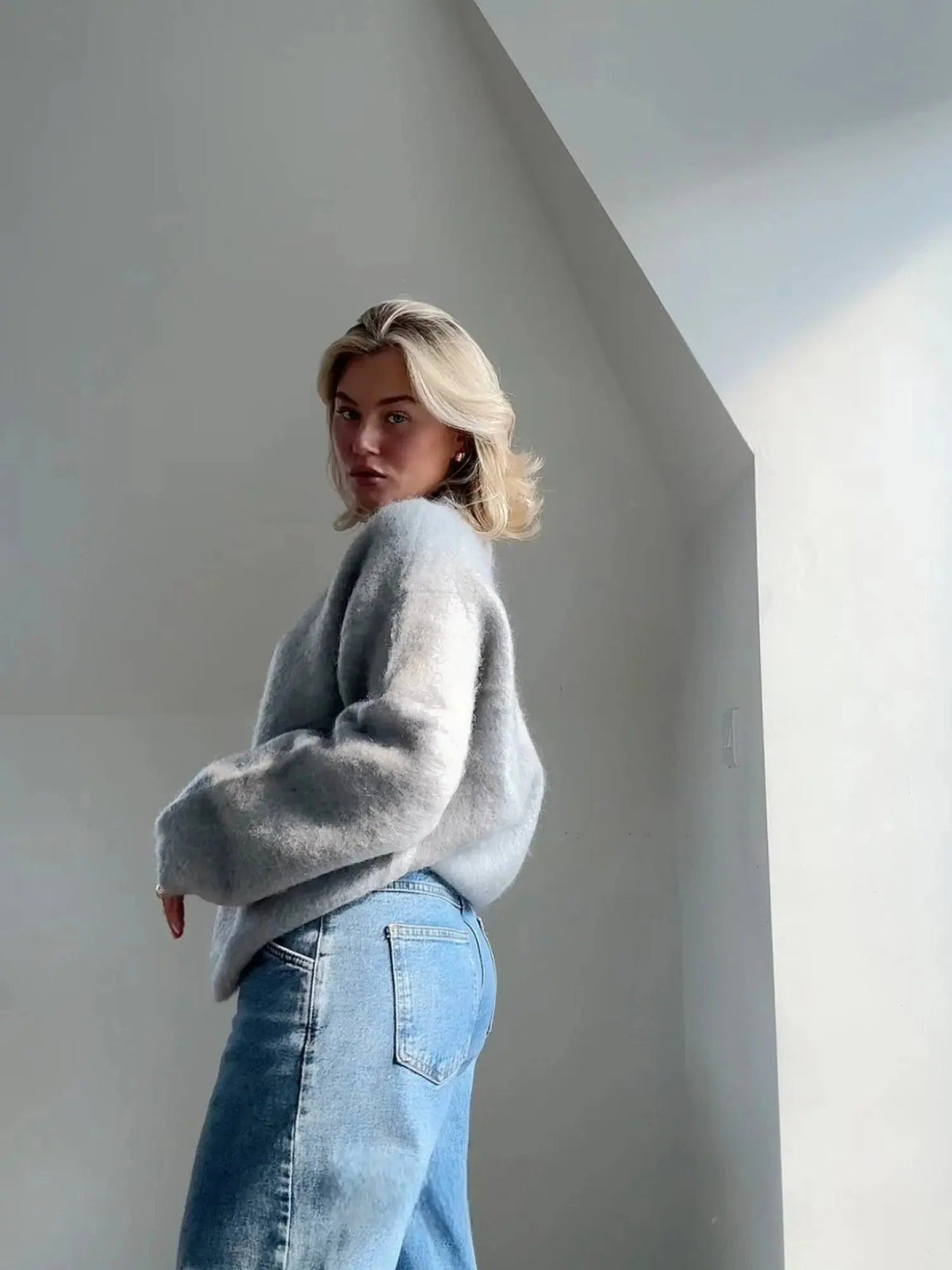 Pull oversize femme mohair col rond doux et enveloppant