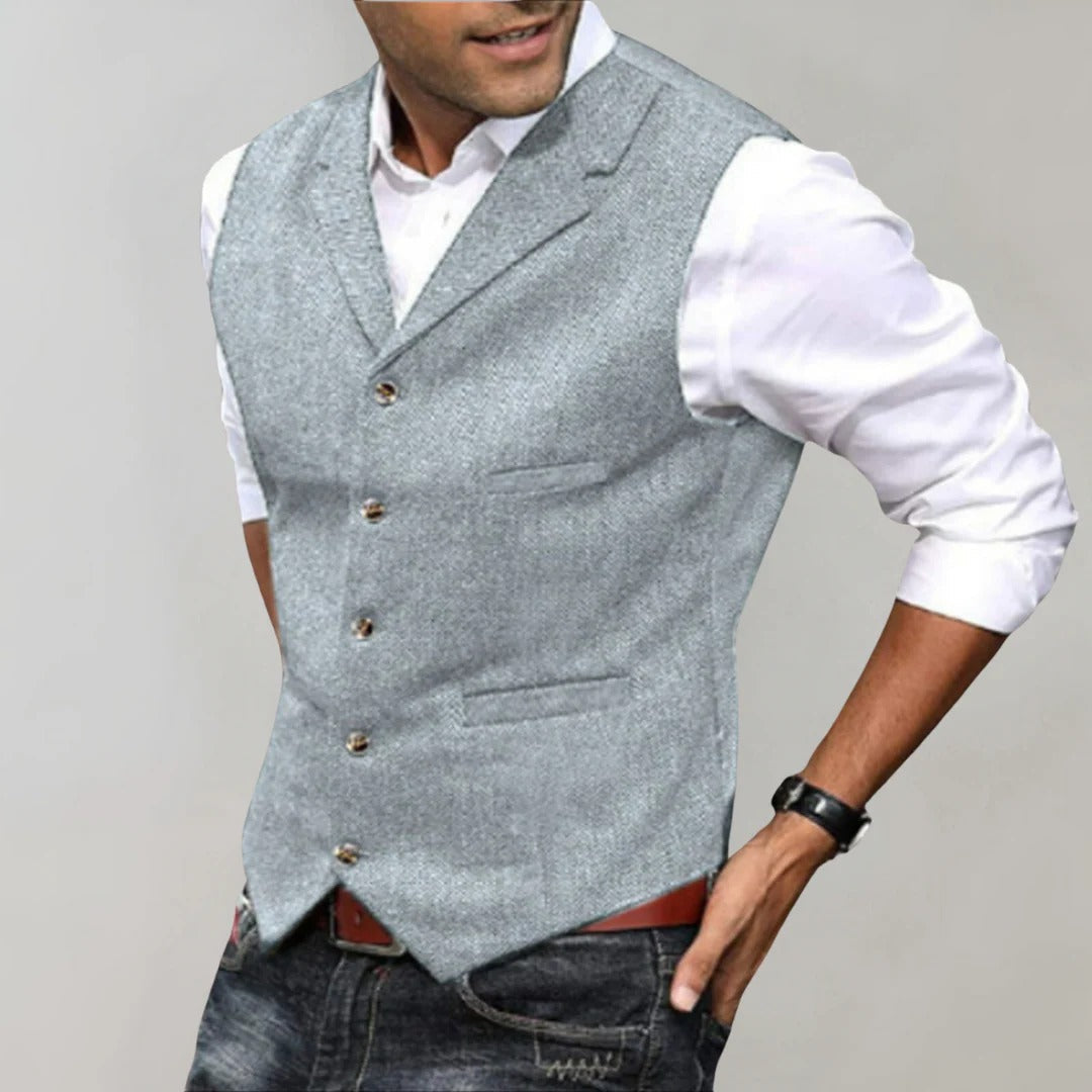 Gilet à Chevrons Encolure en V Dos Ajustable pour Homme