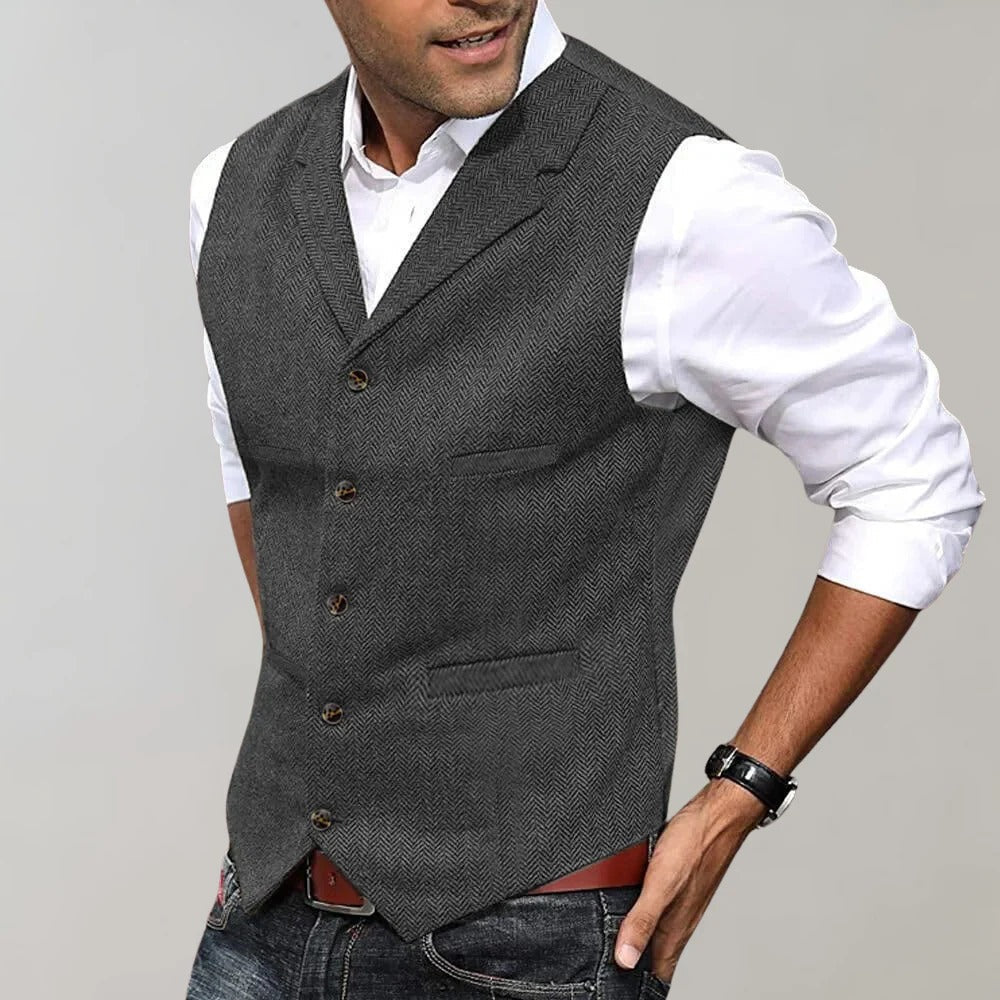 Gilet à Chevrons Encolure en V Dos Ajustable pour Homme
