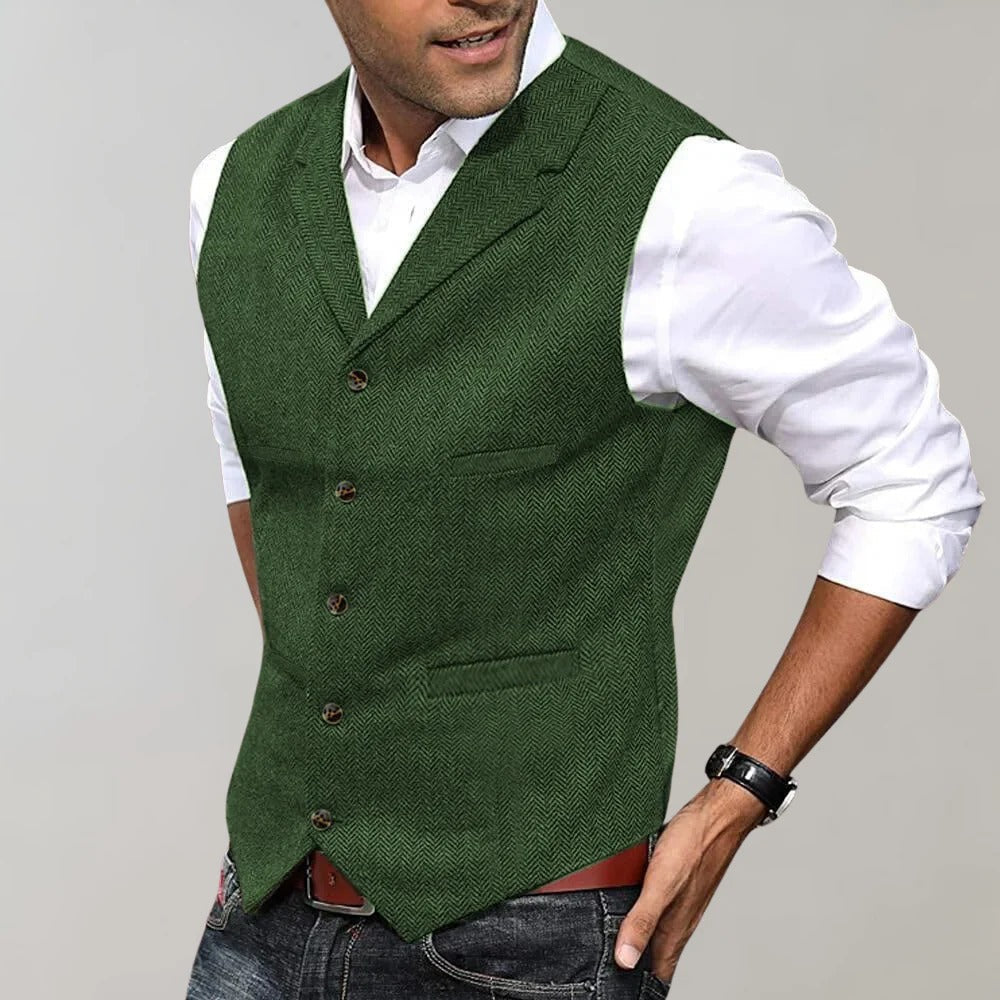 Gilet à Chevrons Encolure en V Dos Ajustable pour Homme