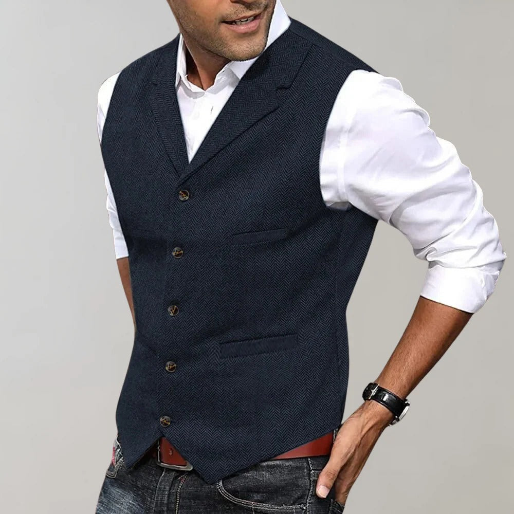 Gilet à Chevrons Encolure en V Dos Ajustable pour Homme