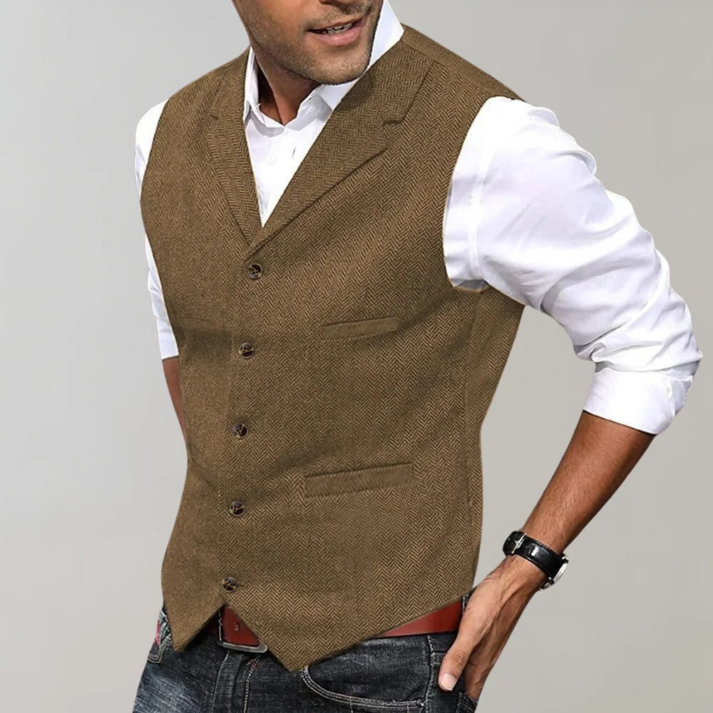 Gilet à Chevrons Encolure en V Dos Ajustable pour Homme