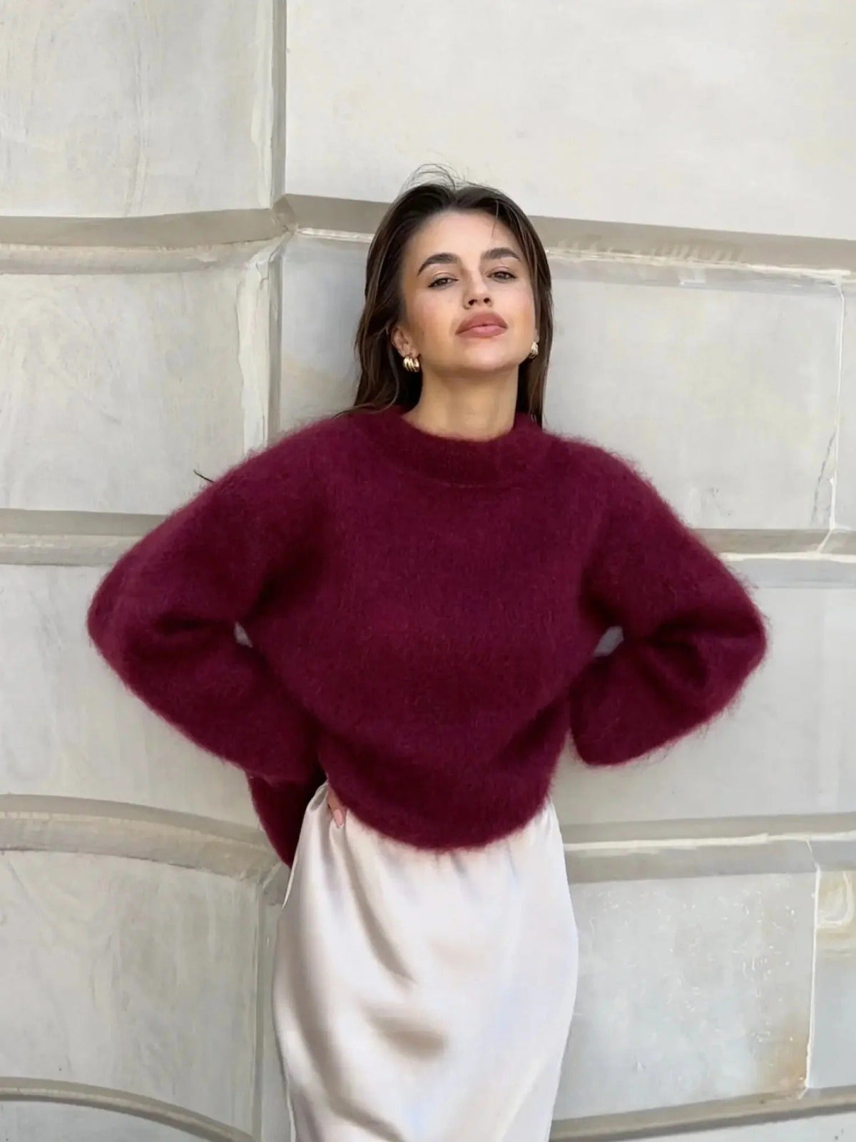 Pull oversize femme mohair col rond doux et enveloppant