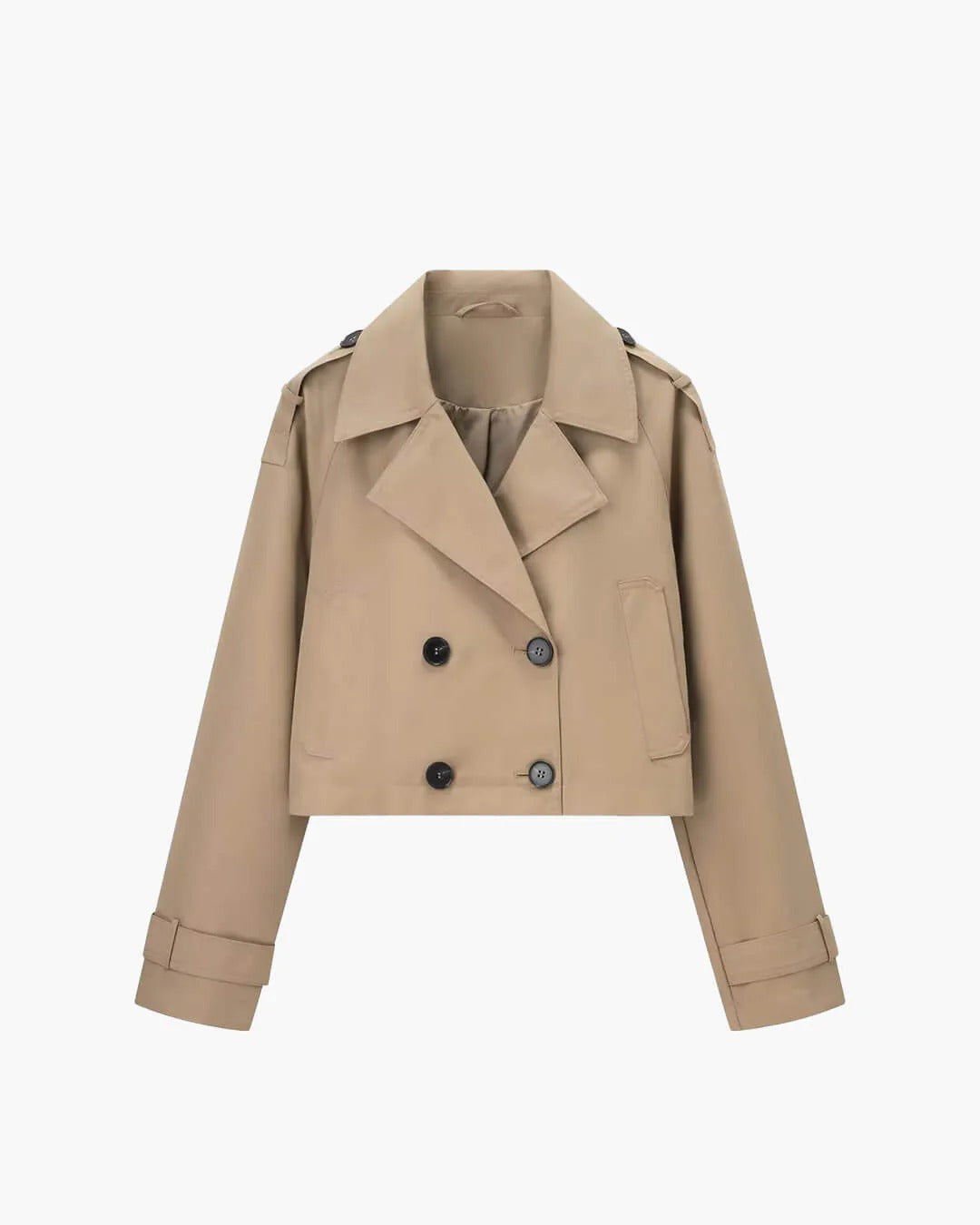 Trench court femme double boutonnage revers tailleur mi-saison
