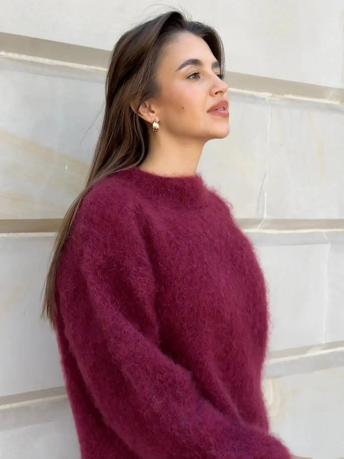 Pull oversize femme mohair col rond doux et enveloppant