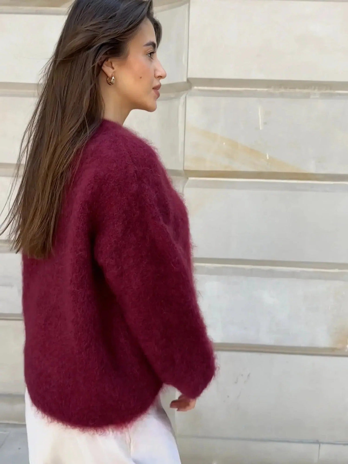 Pull oversize femme mohair col rond doux et enveloppant
