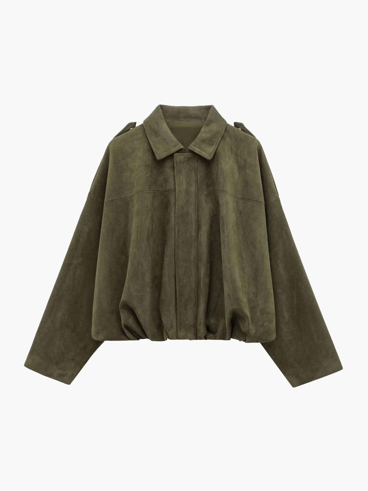 Bomber femme faux daim col structuré finition mate élégante