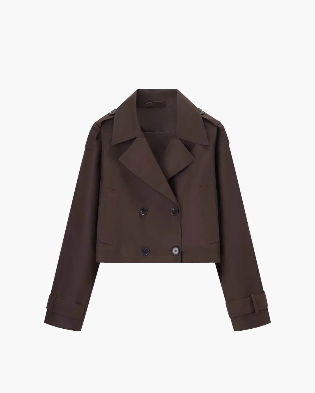 Trench court femme double boutonnage revers tailleur mi-saison