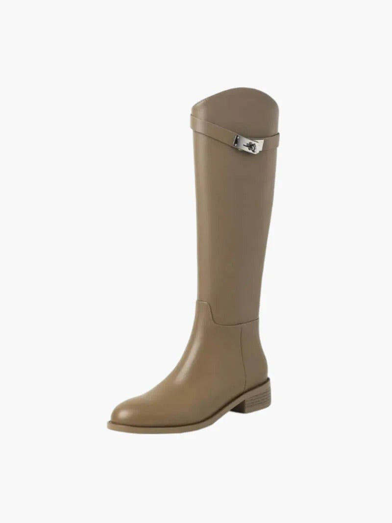Bottes genou femme faux cuir tige rigide silhouette affirmée