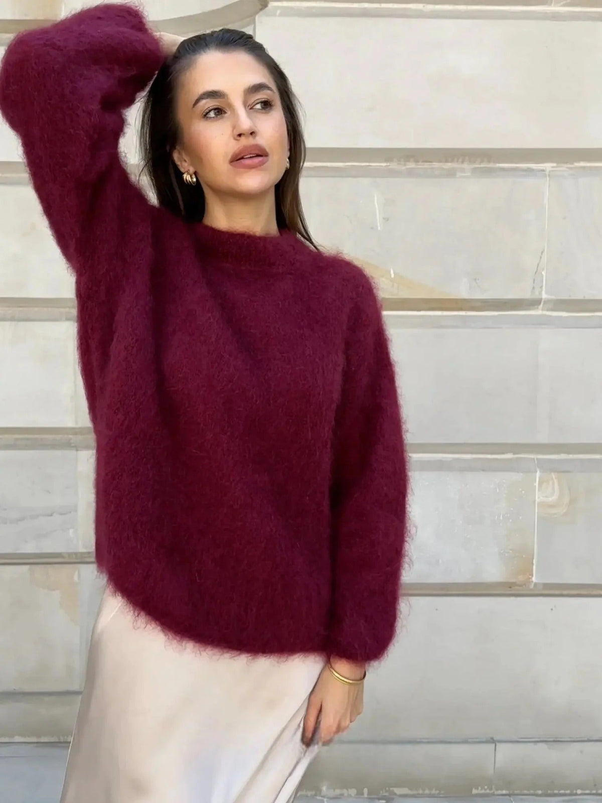 Pull oversize femme mohair col rond doux et enveloppant