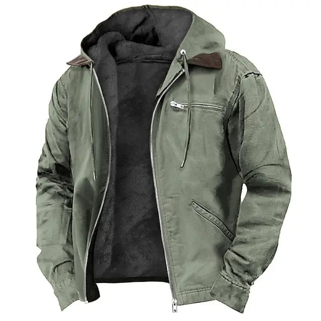 Veste Doublée Capuche Ajustable Chaude pour Homme
