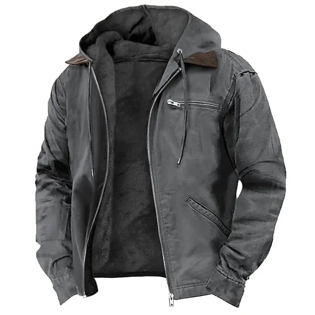 Veste Doublée Capuche Ajustable Chaude pour Homme