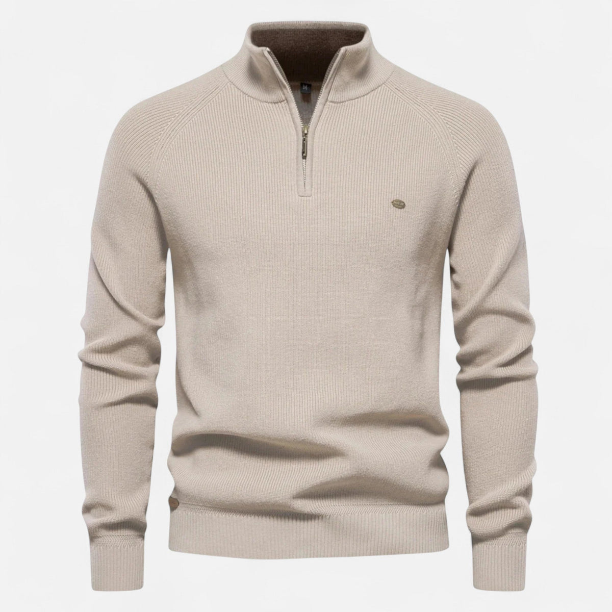 Pull demi-zip homme coton maille souple mi-saison confort