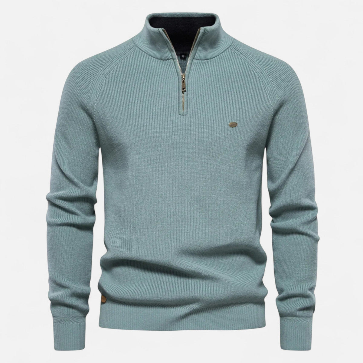 Pull demi-zip homme coton maille souple mi-saison confort