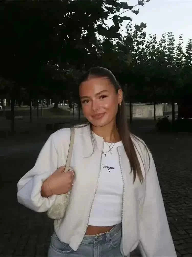 Veste bomber femme légère col rond bas élastique moderne