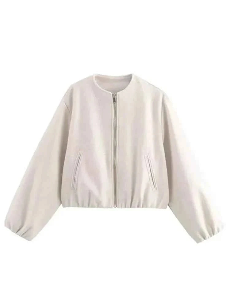 Veste bomber femme légère col rond bas élastique moderne