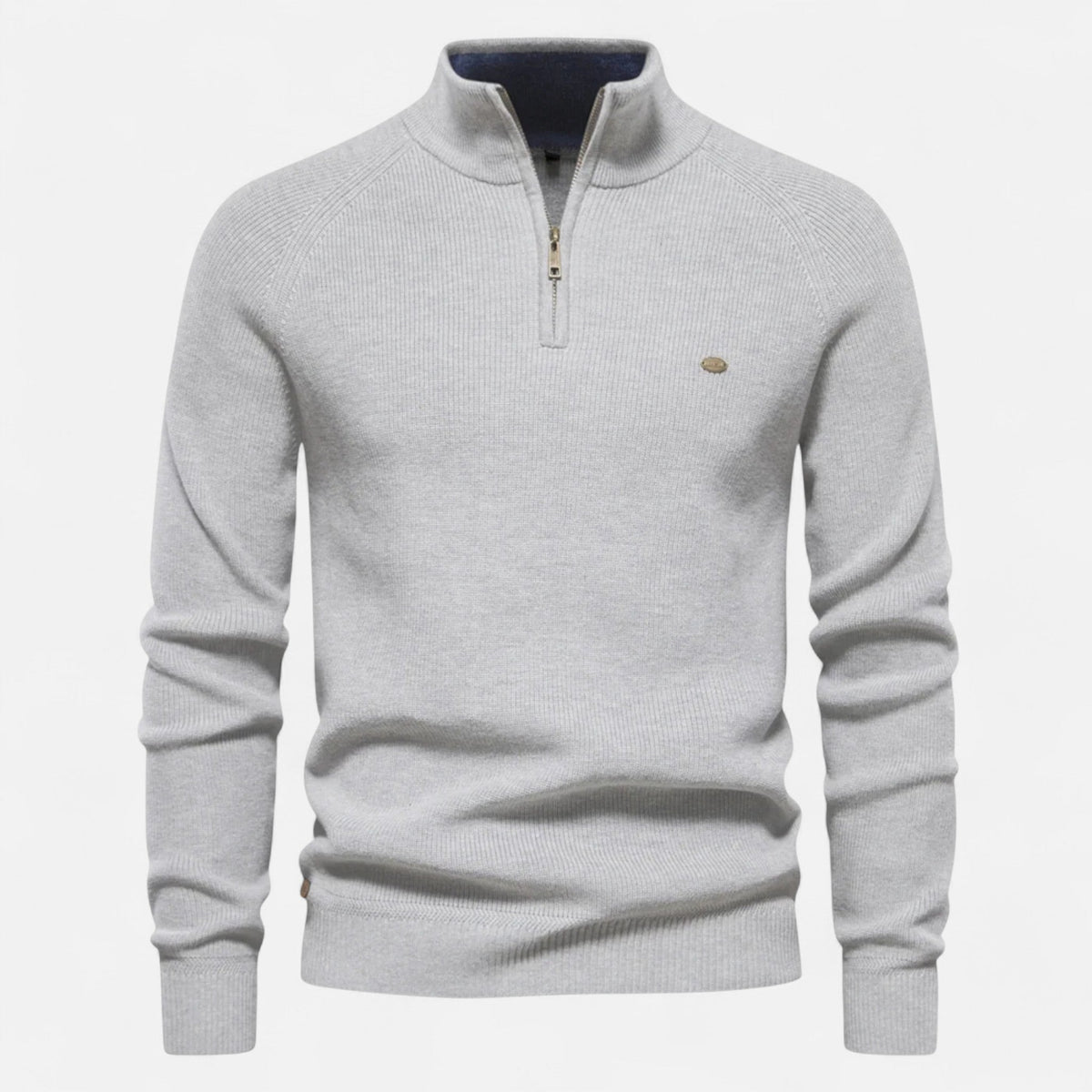 Pull demi-zip homme coton maille souple mi-saison confort