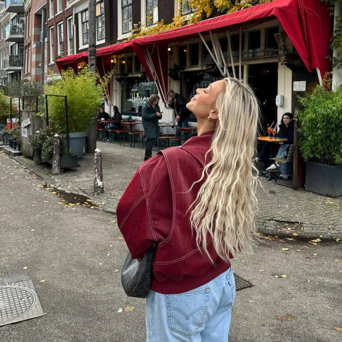 Dámská oversized bomber bunda v trendy ležérním stylu