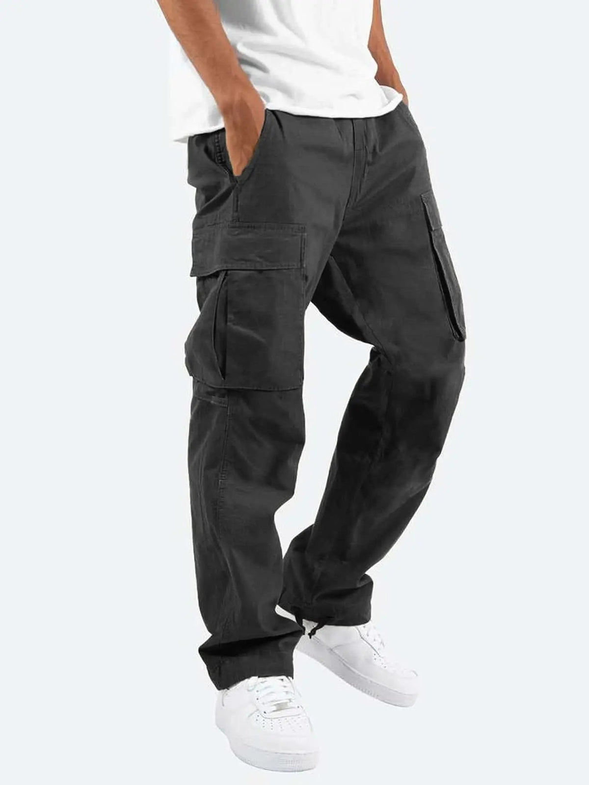 Pantalon Cargo Taille Mi-Haute Coupe Décontractée pour Homme