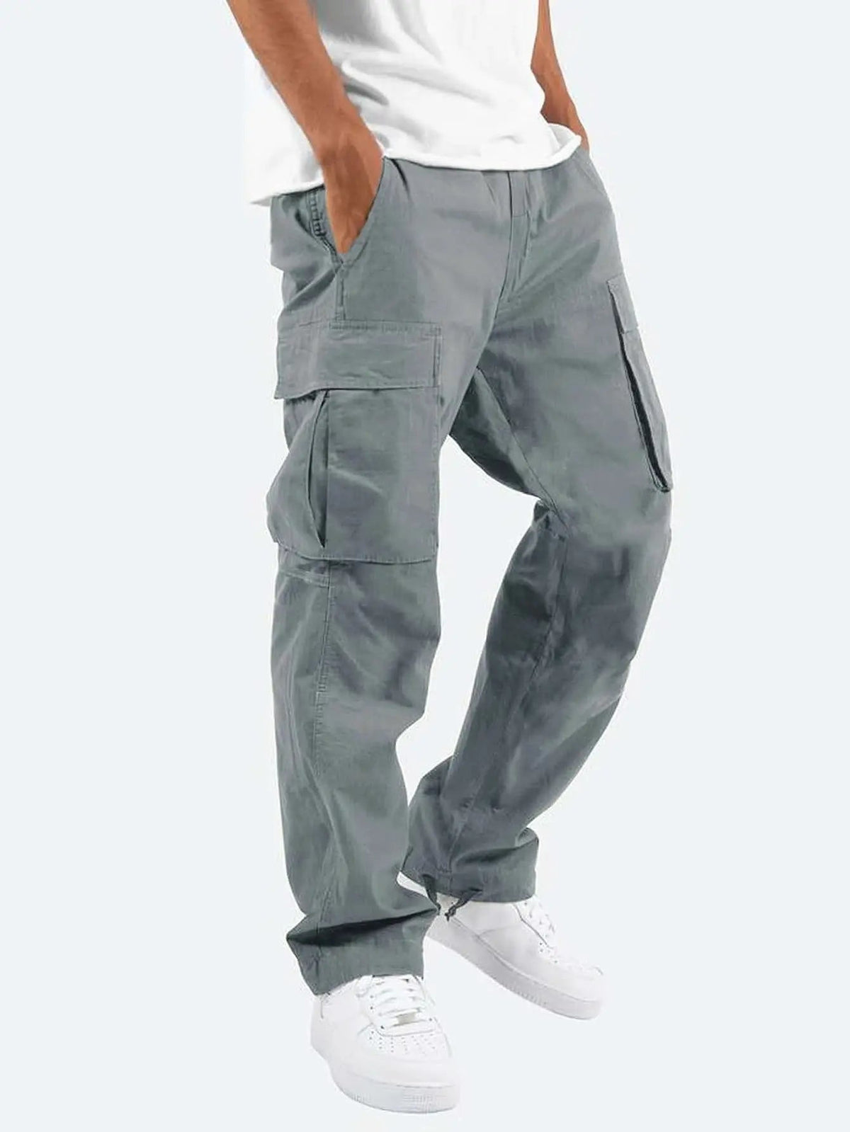 Pantalon Cargo Taille Mi-Haute Coupe Décontractée pour Homme