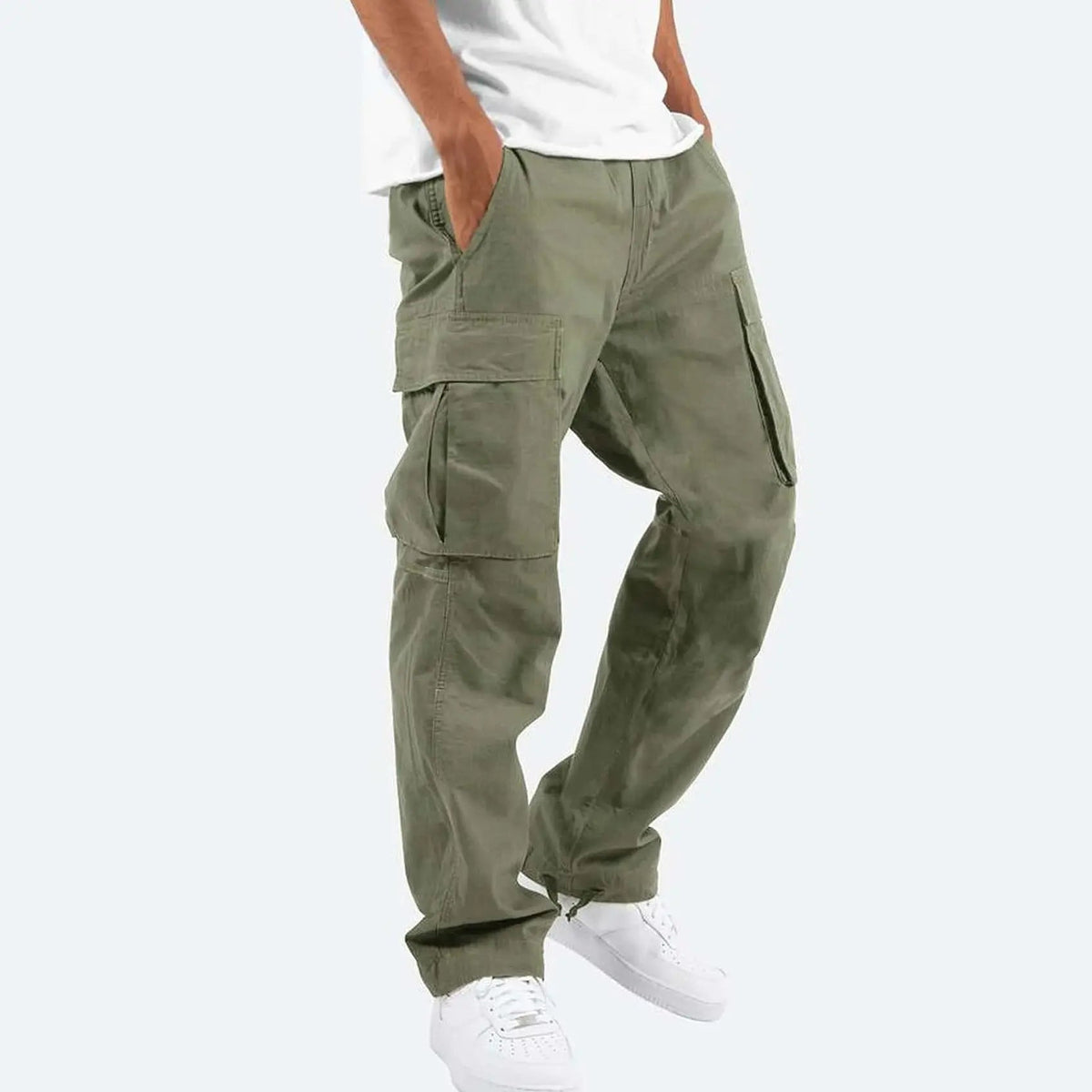 Pantalon Cargo Taille Mi-Haute Coupe Décontractée pour Homme