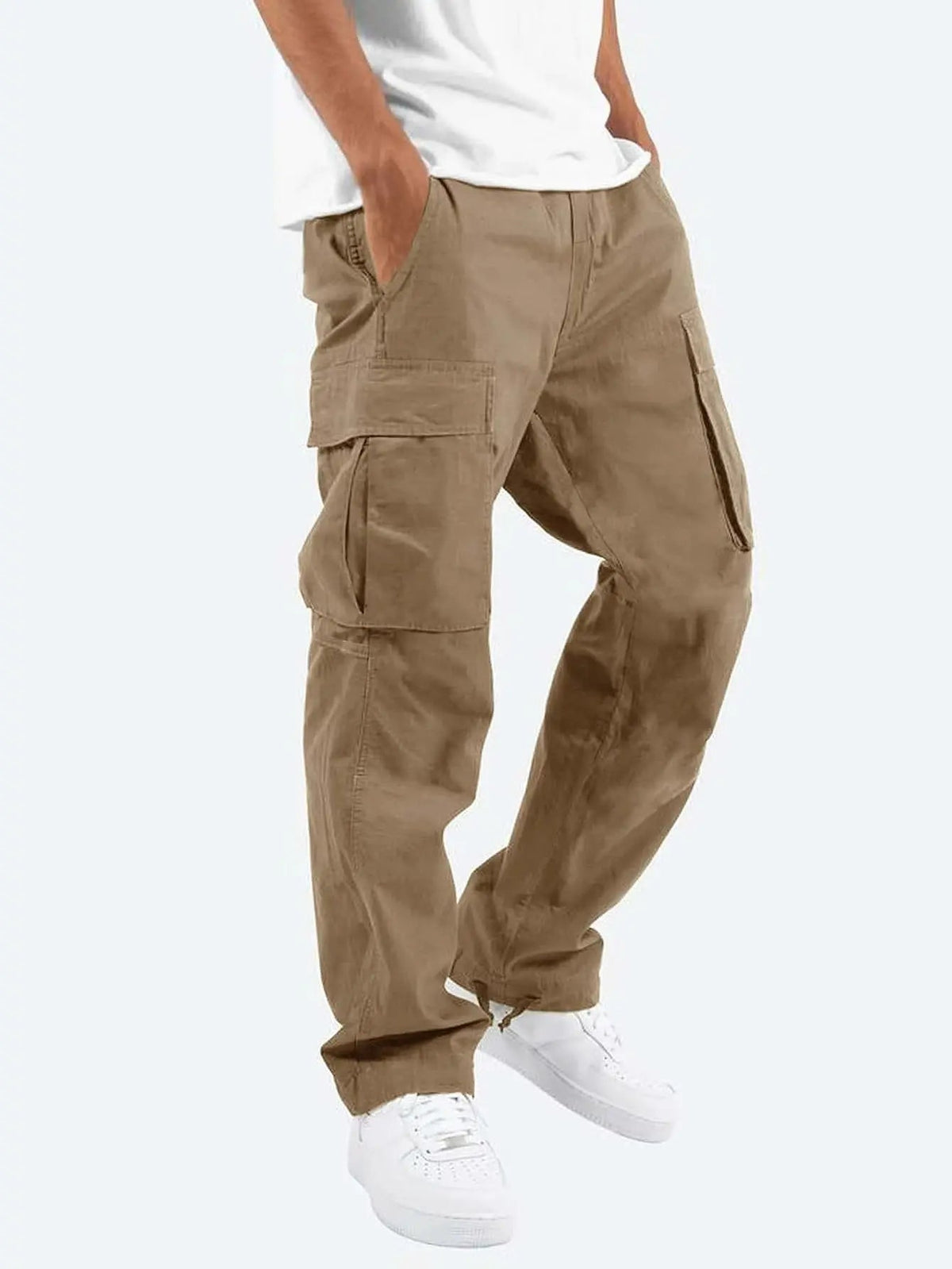 Pantalon Cargo Taille Mi-Haute Coupe Décontractée pour Homme