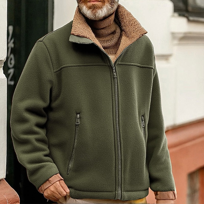 Veste zippée homme col montant sherpa coupe décontractée soignée