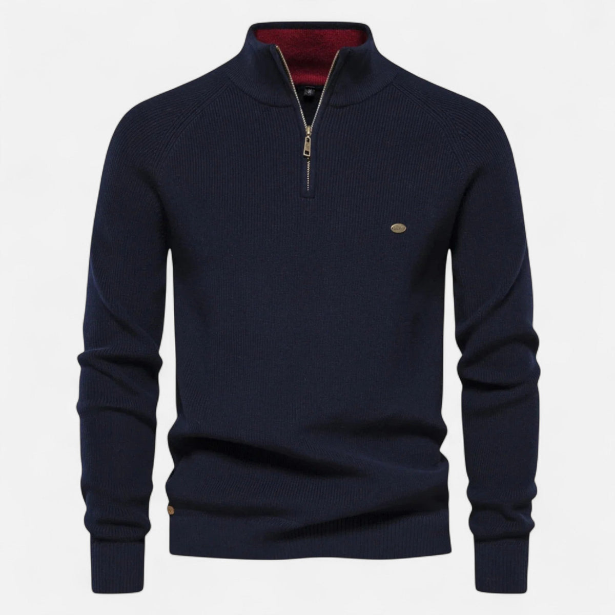 Pull demi-zip homme coton maille souple mi-saison confort