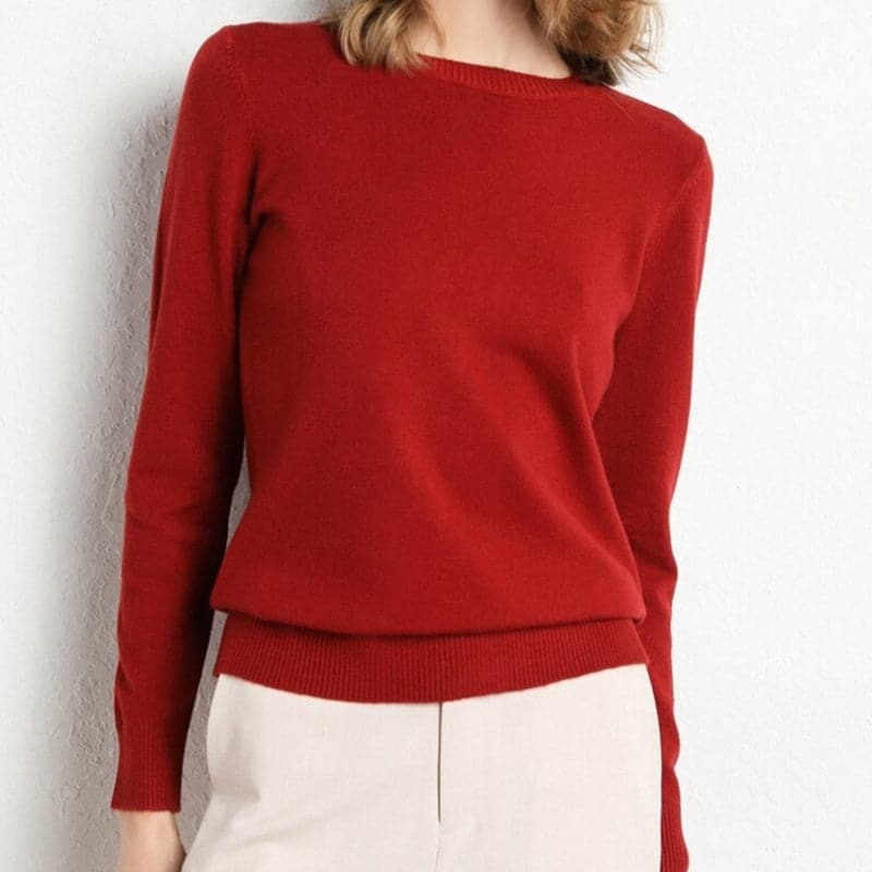 Pull en Cachemire Col Rond Finitions Côtelées pour Femme