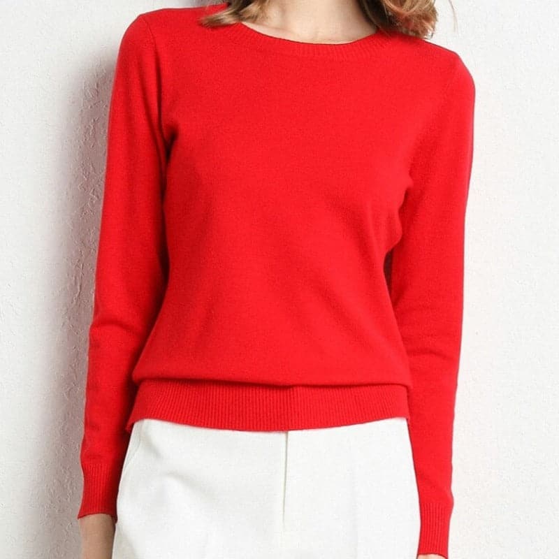 Pull en Cachemire Col Rond Finitions Côtelées pour Femme