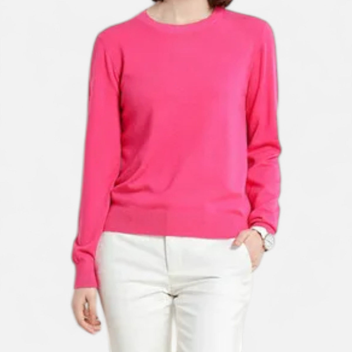 Pull femme mérinos col rond ajusté douceur et élégance