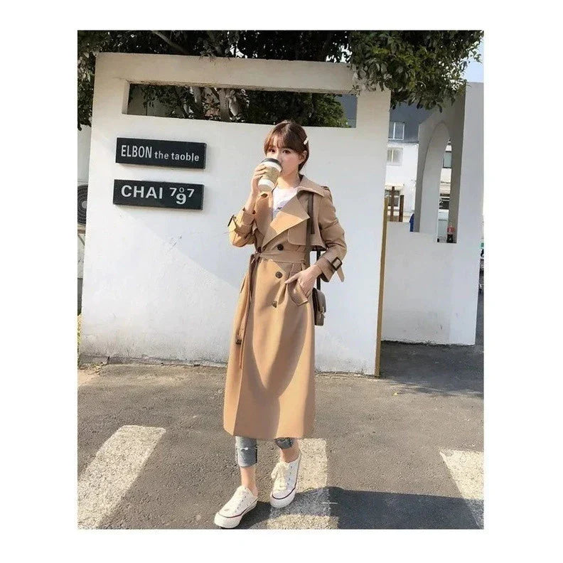 Trench-coat femme long double boutonnage coupe structurée