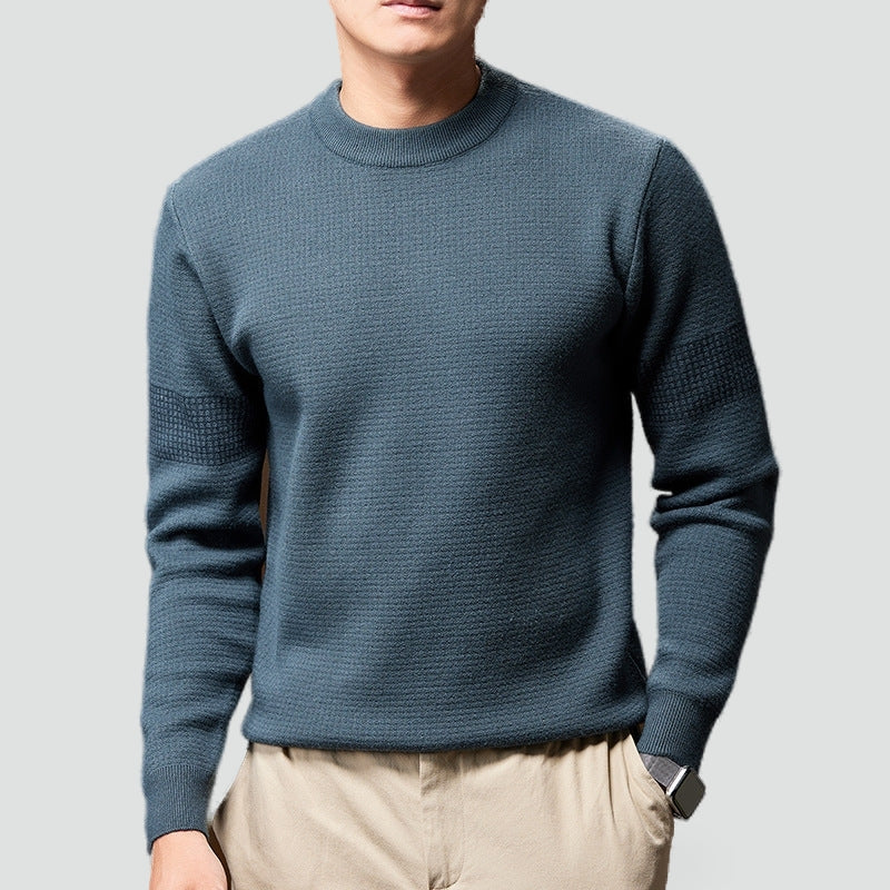 Jersey de hombre de punto resistente, cuello redondo y bordes acanalados